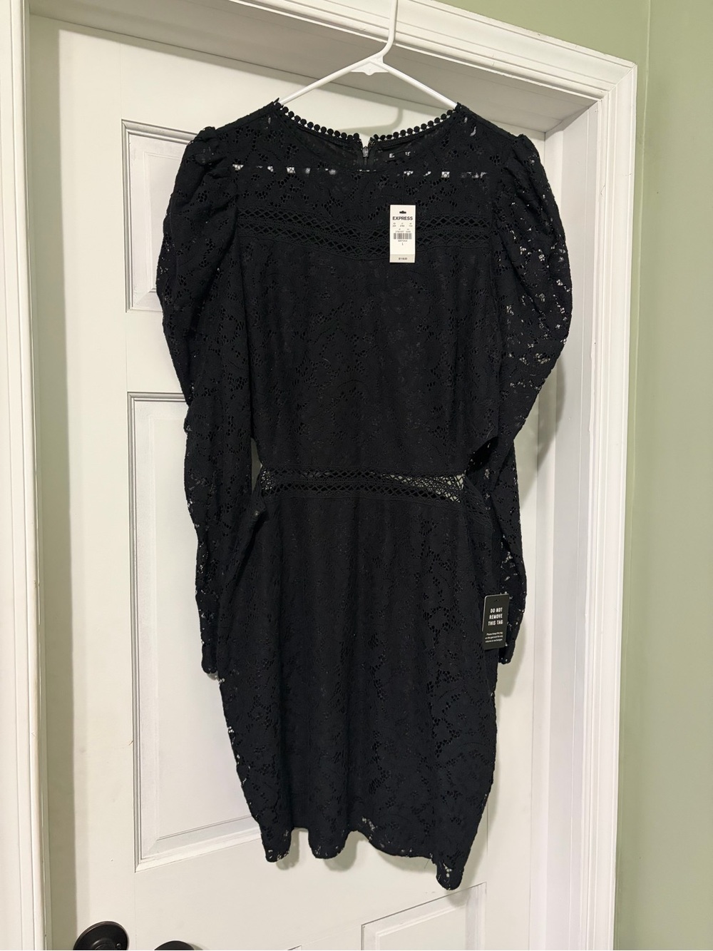 NWT Express Black Lace Cut-Out Long-Sleeve LBD Dress Size L